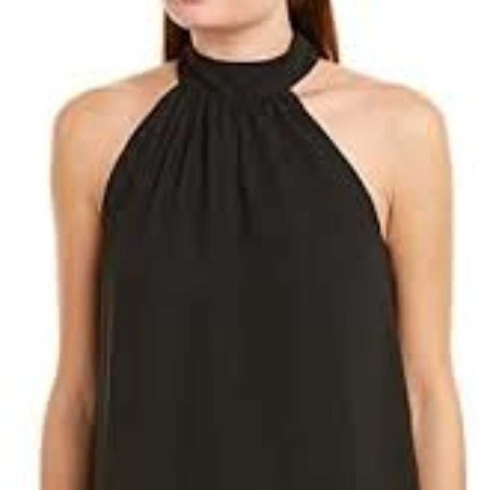 Black high neck halter sleeveless top